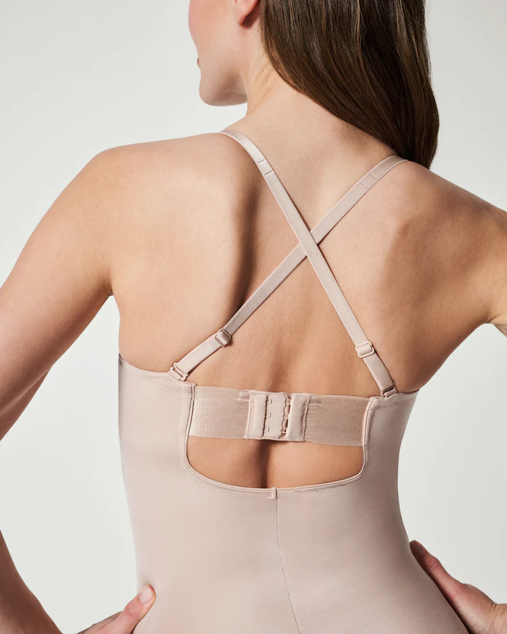 Suit Your Fancy Strapless Cupped Panty Bodysuit Champagne Beige