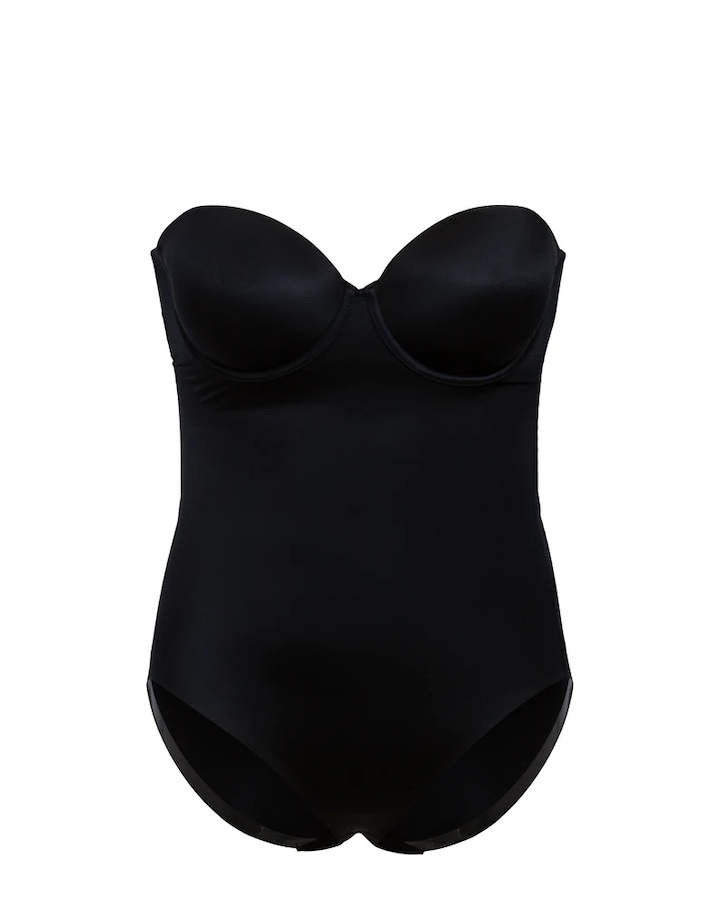 Suit Your Fancy Strapless Cupped Panty Bodysuit Very Black