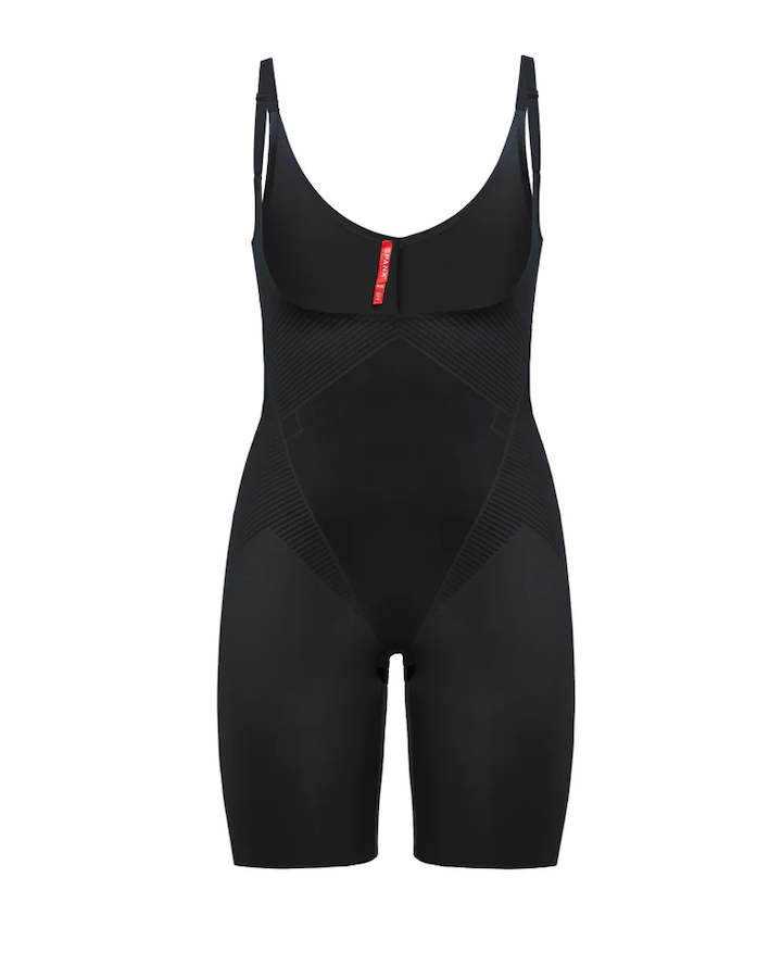 Thinstincts 2.0 Open-Bust Mid-Thigh Bodysuit Very Black