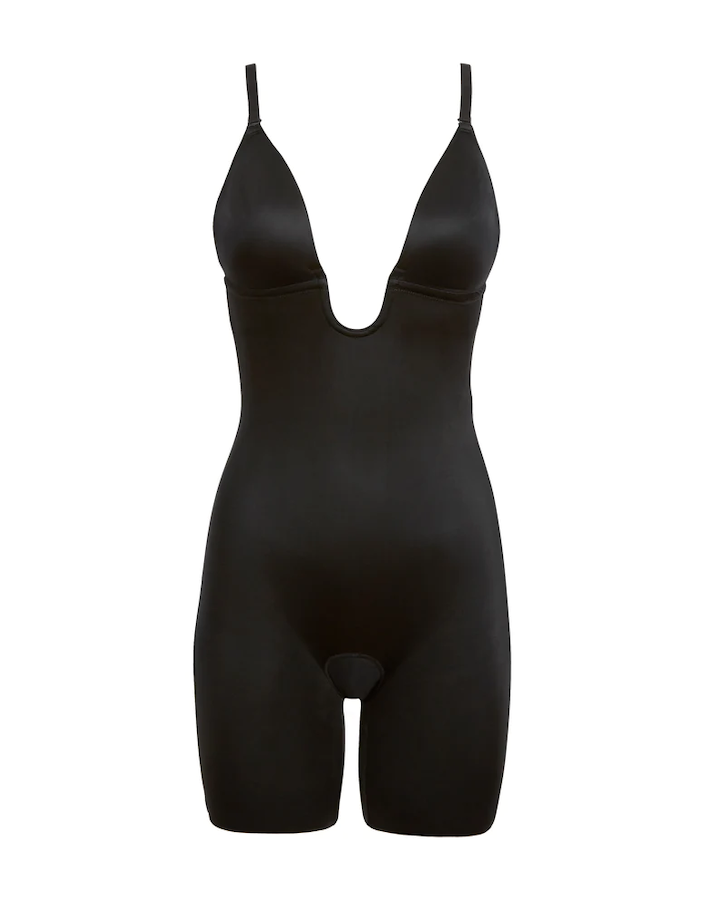 Suit Your Fancy Plunge Low-Back Bodysuit Very Black