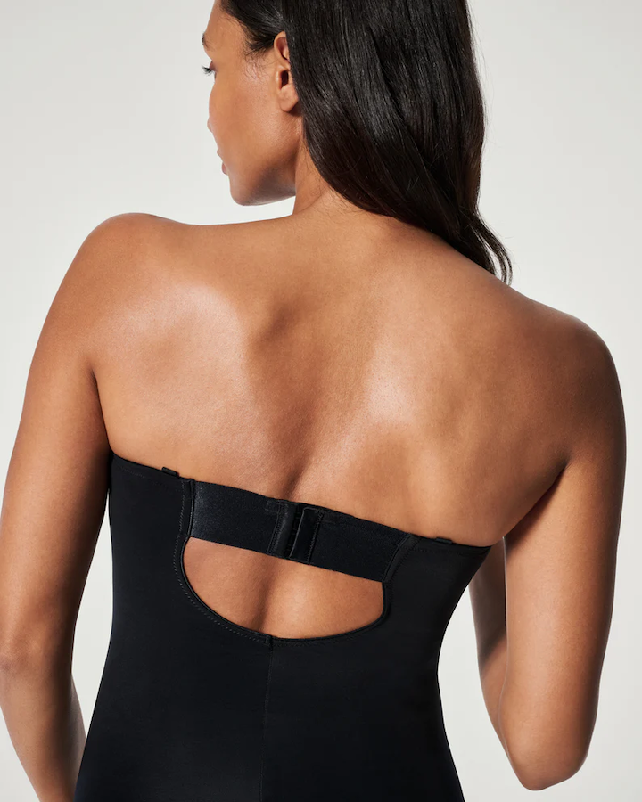 Suit Your Fancy Strapless Cupped Panty Bodysuit Very Black