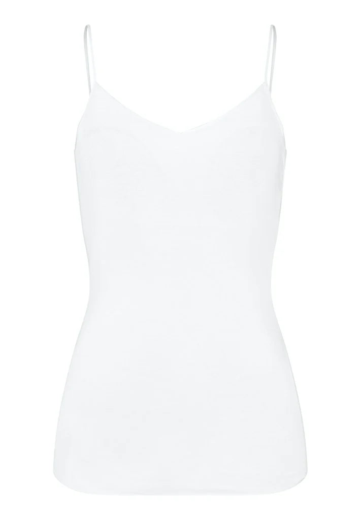 Cotton Seamless Spaghetti Top Padded White