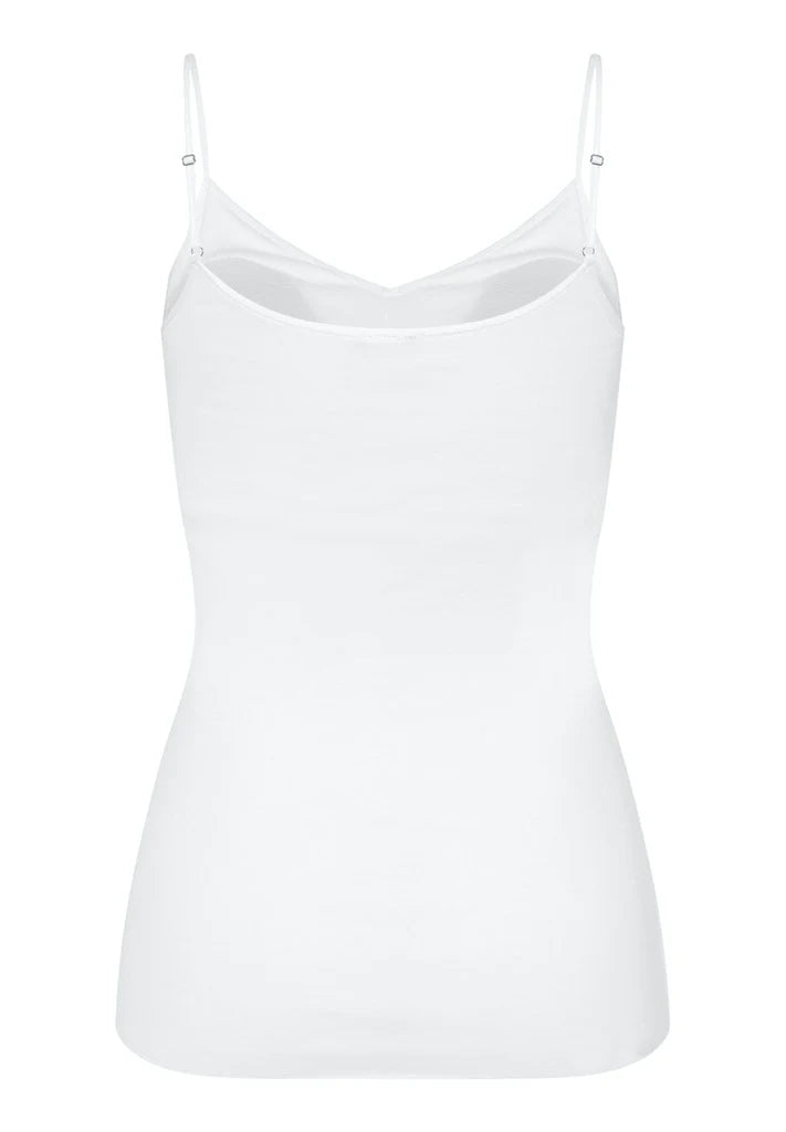 Cotton Seamless Spaghetti Top Padded White