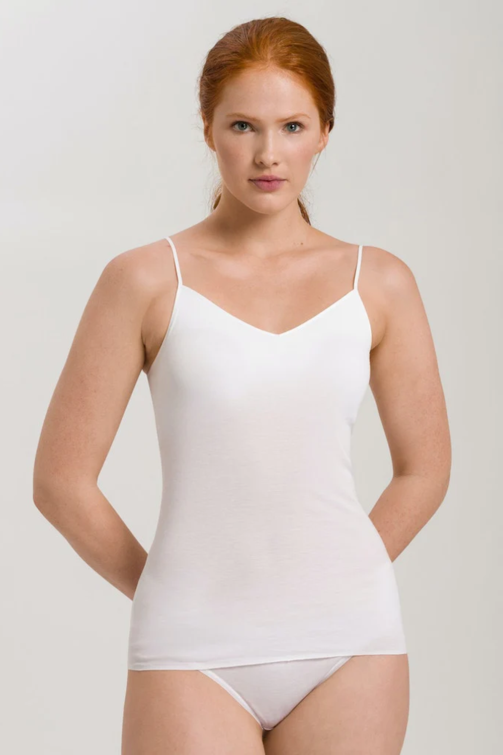 Cotton Seamless Spaghetti Top Padded White