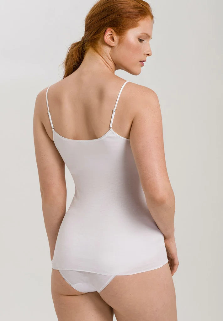 Cotton Seamless Spaghetti Top Padded White