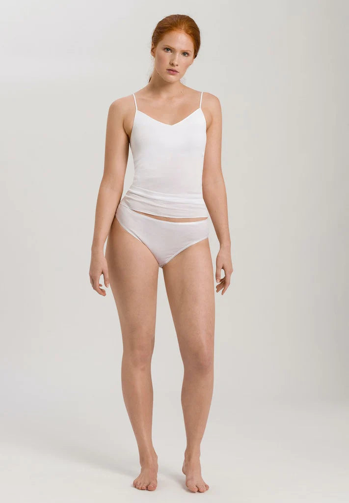 Cotton Seamless Spaghetti Top Padded White
