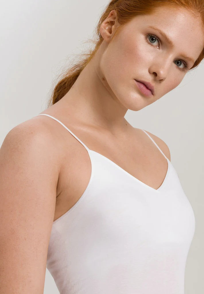 Cotton Seamless Spaghetti Top Padded White