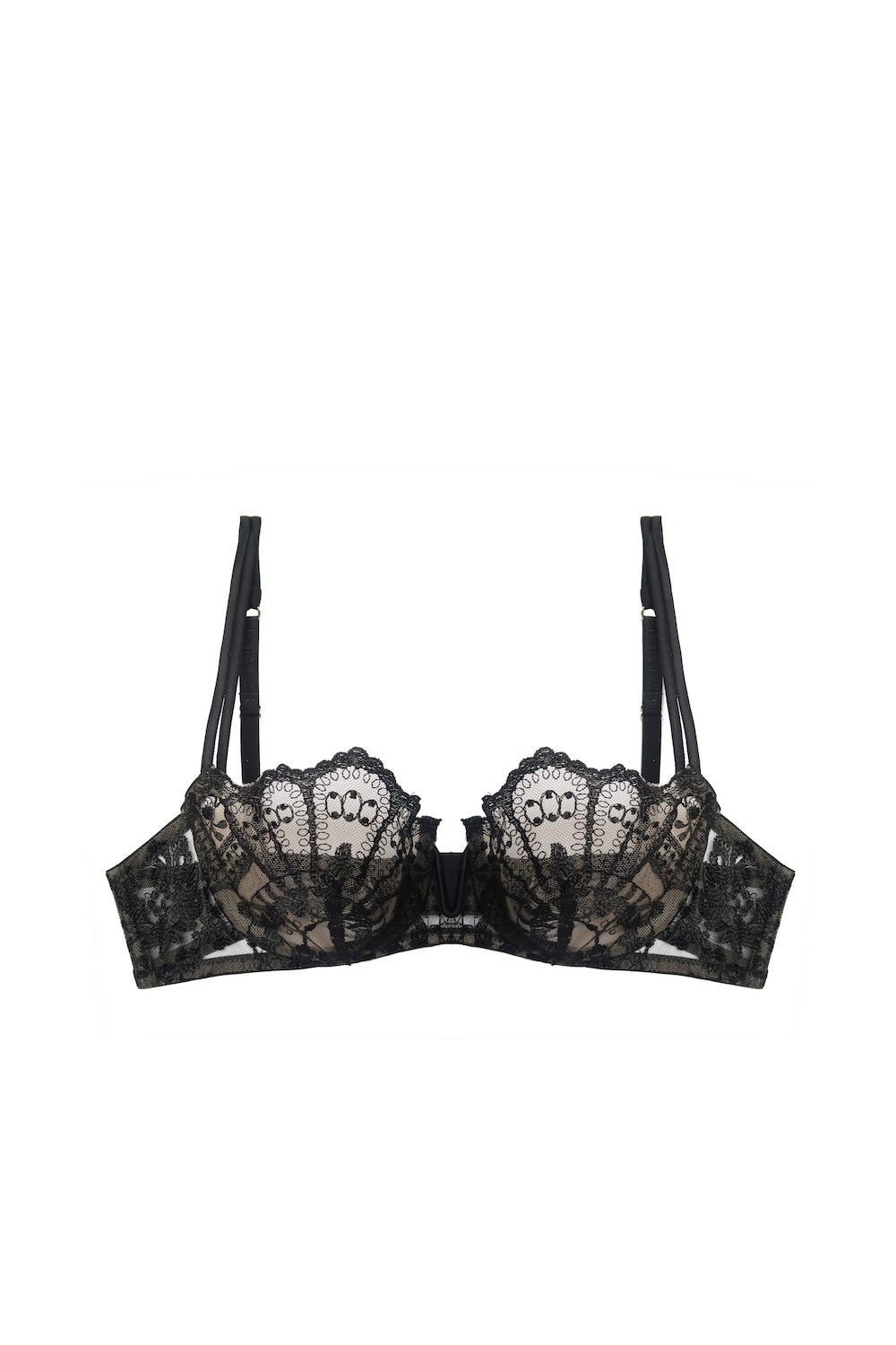Lotus Underwired Half Cup Bra Black
