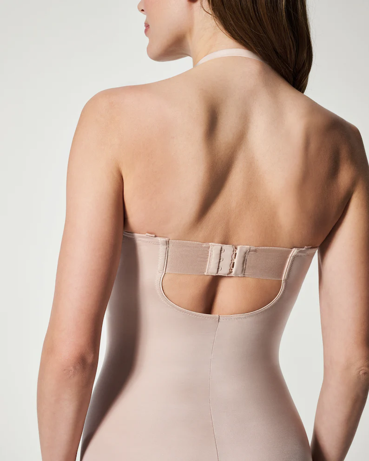 Suit Your Fancy Strapless Cupped Panty Bodysuit Champagne Beige