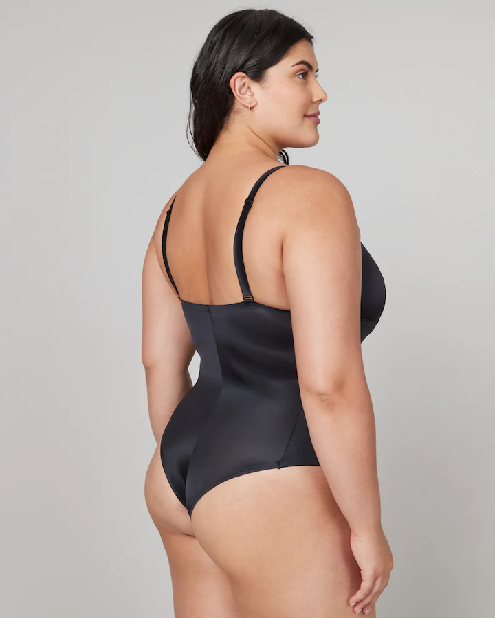 Shaping Satin Thong Bodysuit Very Black