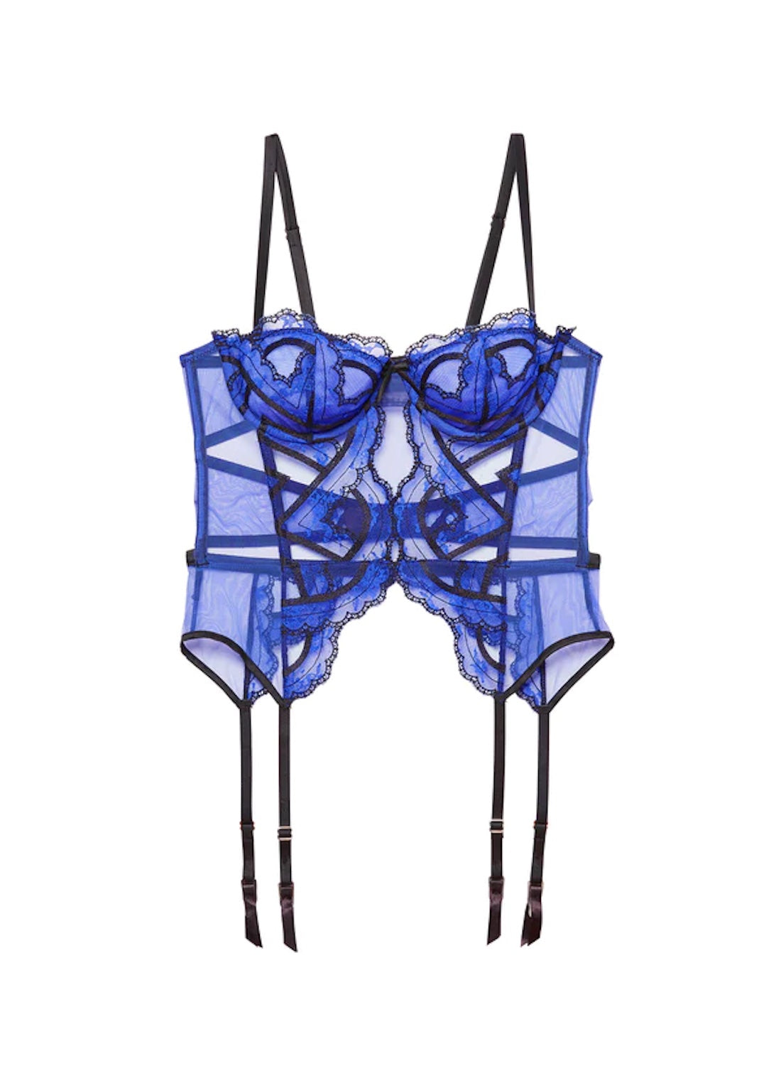 Hendrix Embroidery Garter Basque Black